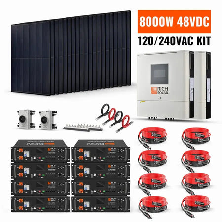 Rich Solar 8000W 48V-120/240VAC Solar Kit - RS-CBK8000  Mini Split Systems Direct