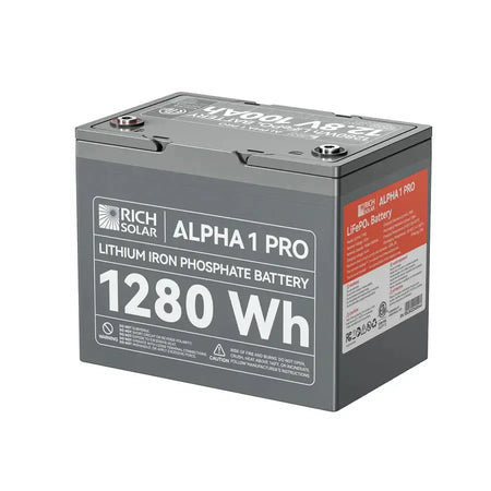 Rich Solar ALPHA 1 PRO | 12V 100Ah LiFePO4 Battery | Premium 12V Lithium Battery for Off-Grid, RVs, Boats | 7,000 Lifetime Cycles | 10 Year Warranty | UL1973 Certified - RS-B121SP  Mini Split Systems Direct