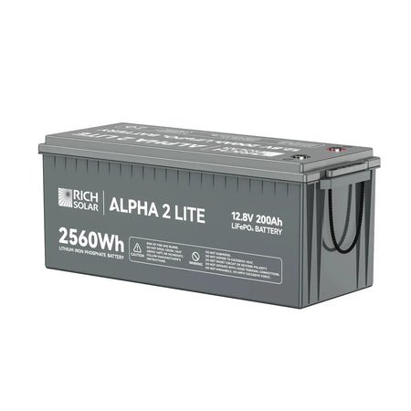 Rich Solar ALPHA 2 LITE | 12V 200Ah LiFePO4 Battery | Best 12V Deep Cycle Lithium Battery for RVs, Trailers, Vans, Boats, Off-Grid | 4,000 Lifetime Cycles | Best Value - RS-B12200  Mini Split Systems Direct