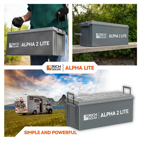 Rich Solar ALPHA 2 LITE | 12V 200Ah LiFePO4 Battery | Best 12V Deep Cycle Lithium Battery for RVs, Trailers, Vans, Boats, Off-Grid | 4,000 Lifetime Cycles | Best Value - RS-B12200  Mini Split Systems Direct