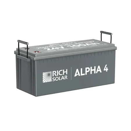 Rich Solar ALPHA 4 | 24V 100Ah LiFePO4 Battery | Powerful 24V Lithium Battery for RVs, Trailers, Vans, Boats, Off-Grid | 5,000 Lifetime Cycles | Bluetooth and Internal Heat Technology - RS-B241S  Mini Split Systems Direct