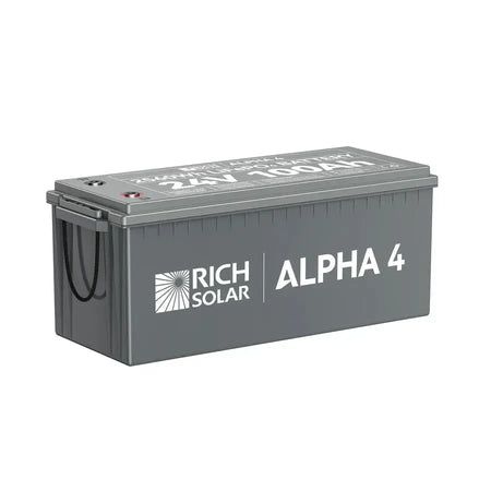 Rich Solar ALPHA 4 | 24V 100Ah LiFePO4 Battery | Powerful 24V Lithium Battery for RVs, Trailers, Vans, Boats, Off-Grid | 5,000 Lifetime Cycles | Bluetooth and Internal Heat Technology - RS-B241S  Mini Split Systems Direct