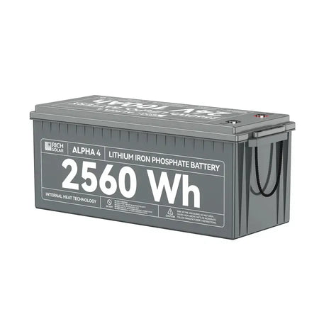 Rich Solar ALPHA 4 | 24V 100Ah LiFePO4 Battery | Powerful 24V Lithium Battery for RVs, Trailers, Vans, Boats, Off-Grid | 5,000 Lifetime Cycles | Bluetooth and Internal Heat Technology - RS-B241S  Mini Split Systems Direct