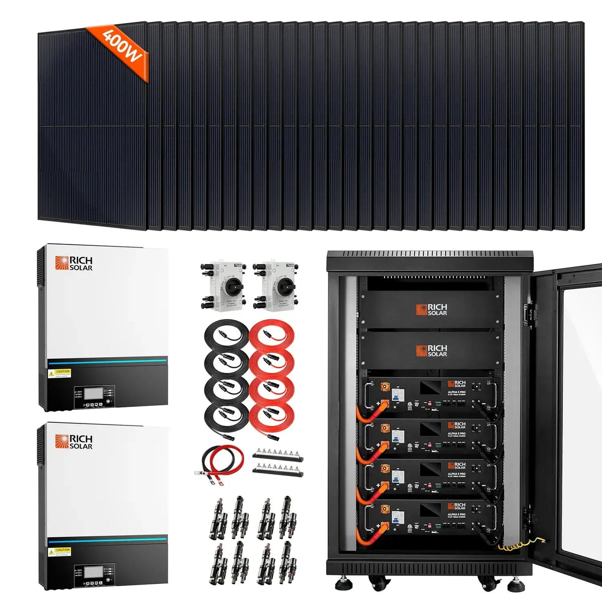 Rich Solar Complete Off-Grid Solar Kit | 13,000W 120/240V Output | 48VDC - RS-CBK1301A-RS-CBK1301B-RS-CBK1301C-RS-CBK1301D  Mini Split Systems Direct