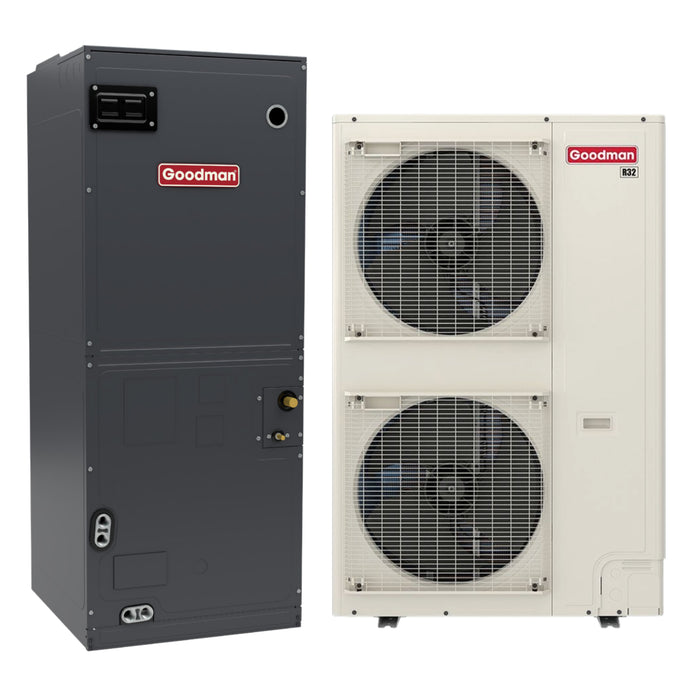 Goodman 5 Ton 17.0 SEER2 R-32 Central Heat Pump Split System | GZV7SA6010 | AHVE60DP0300 | 24½" Cabinet Width Multi-Positional Air Handler