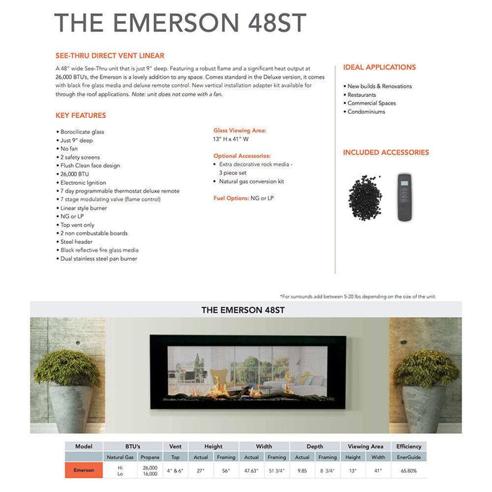 Sierra Flame 48" Emerson See-Through Linear Gas Fireplace, LP -   Mini Split Systems Direct