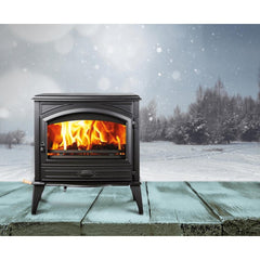 Sierra Flame LYNWOOD Wood Burning Stove, Cast Iron, Black Colour Finish - Lynwood-W76  Mini Split Systems Direct