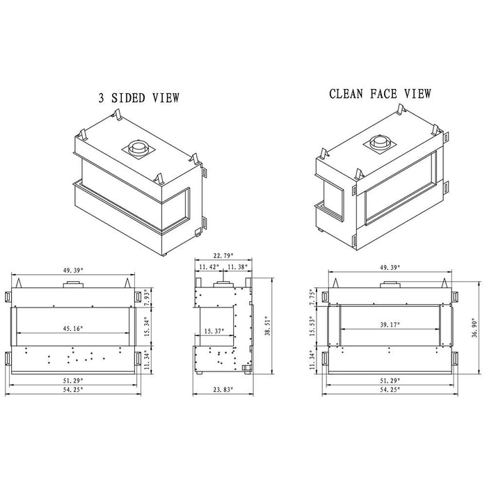 Sierra Flame LYON 48" 4 Sided See Through Natural Gas Fireplace - LYON-48-NG  Mini Split Systems Direct
