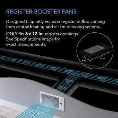 AC Infinity AIRTAP T6, Quiet Register Booster Fan System, Bronze, for 6” X 12” Registers