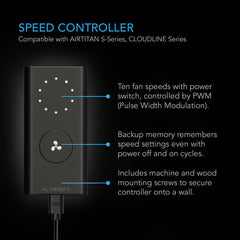 AC Infinity AIRTITAN S7 Crawl Space Fan With Speed Controller - 12 inch