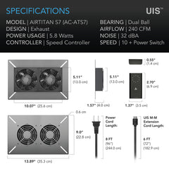 AC Infinity AIRTITAN S7 Crawl Space Fan With Speed Controller - 12 inch