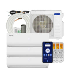 DELLA Versa Series 27000 BTU Tri-Zone Mini Split AC 9k+9K+9K Up to 1200 Sq.Ft. / Installation Kits Included