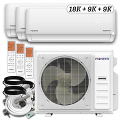 Triple Split 36000 BTU 3-Ton Quantum Ultra Wi-Fi 22.5 SEER2 Energy-Star Multi (3) Zone Wall Mount Air Conditioner Heat Pump 230-Volt