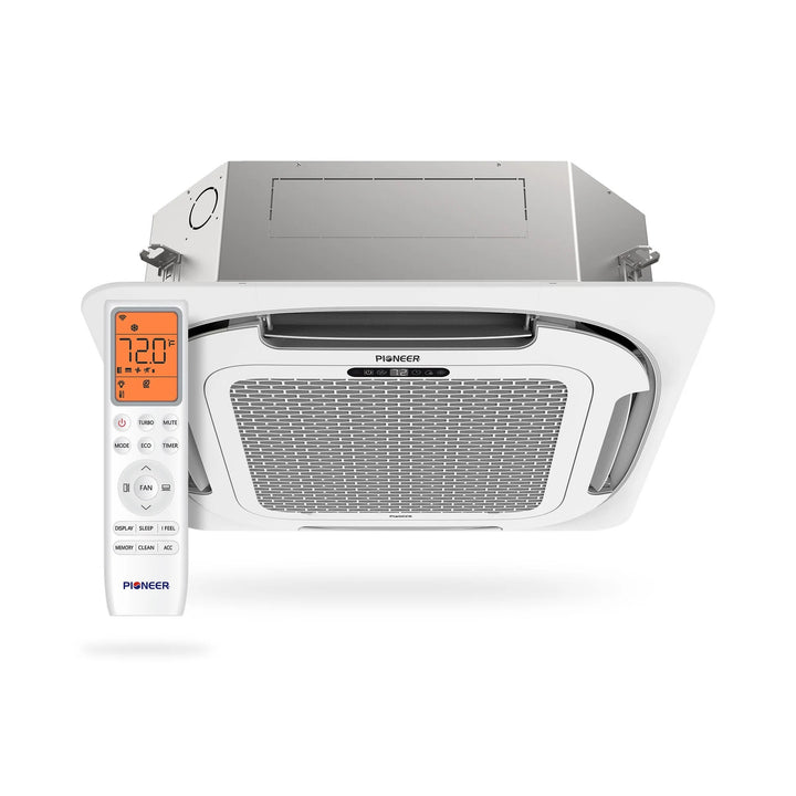 Pioneer® Multi Zone 9,000 BTU Quantum Ultra Ceiling Cassette Indoor Section Ductless Mini-Split Wi-Fi Inverter++ Air Conditioner Heat Pump 230V - CT009GLSILCFHG-10S-CT009GLSILCFHG-16S-CT009GLSILCFHG-25S-CT009GLSILCFHG-33S-CT009GLSILCFHG-50S  Mini Split Systems Direct