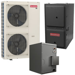 Goodman 5 Ton 16.0 SEER2 R-32 Dual Fuel System | GZV7SA6010 | CHPEA6030D3 | GCVC961205DN | Communicating | 21" Cabinet Depth Horizontal Coil | 120,000 BTU/h 96.0% AFUE Downflow/Horizontal Natural Gas Two-Stage Furnace