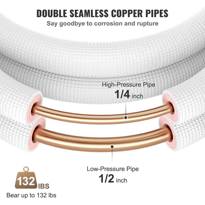 VEVOR 16ft Mini Split Copper Line Set for Efficient Air Conditioning - VEVOR-16F-LS  Mini Split Systems Direct