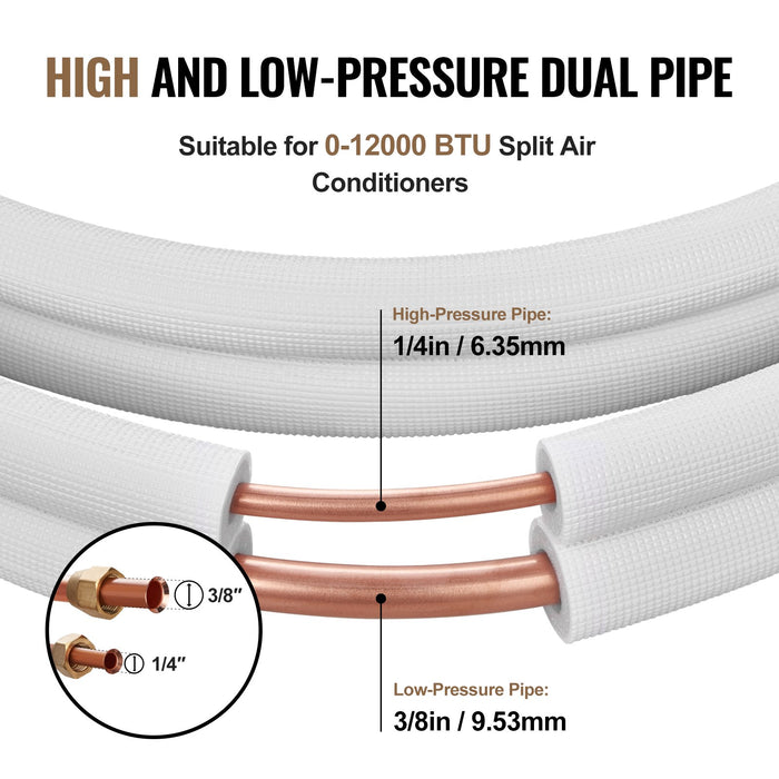 VEVOR 50FT Mini Split Line Set – Durable Copper Tubing & Insulation - JSY-SS-SKU2  Mini Split Systems Direct