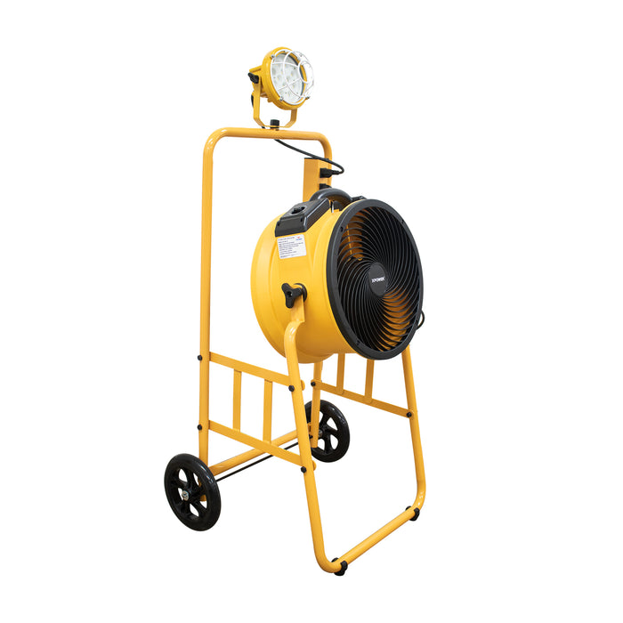 XPOWER FA-300K6 1/4 HP 2100 CFM 4 Speed 14" Warehouse, Dock, Trailer Cooling Fan with Timer, 300T-Black Mobile Trolley, and L-30 LED Spotlight - FA-300K6-Yellow-FA-300K6-Blue  Mini Split Systems Direct