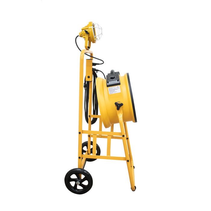 XPOWER FA-300K6 1/4 HP 2100 CFM 4 Speed 14" Warehouse, Dock, Trailer Cooling Fan with Timer, 300T-Black Mobile Trolley, and L-30 LED Spotlight - FA-300K6-Yellow-FA-300K6-Blue  Mini Split Systems Direct