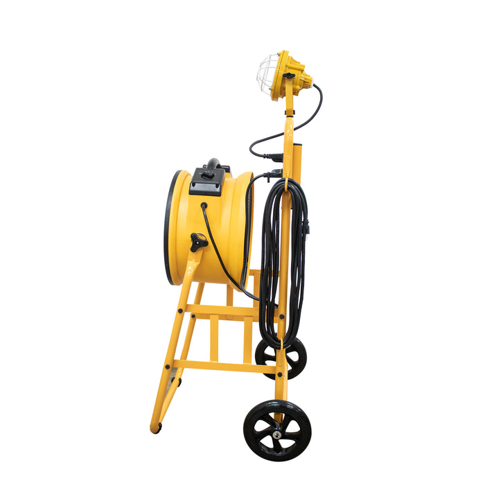 XPOWER FA-300K6 1/4 HP 2100 CFM 4 Speed 14" Warehouse, Dock, Trailer Cooling Fan with Timer, 300T-Black Mobile Trolley, and L-30 LED Spotlight - FA-300K6-Yellow-FA-300K6-Blue  Mini Split Systems Direct
