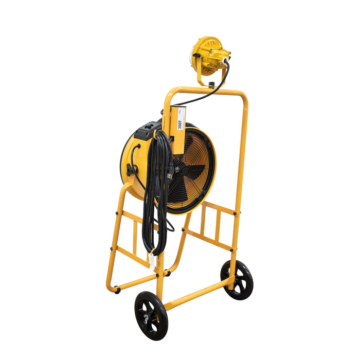 XPOWER FA-300K6 1/4 HP 2100 CFM 4 Speed 14" Warehouse, Dock, Trailer Cooling Fan with Timer, 300T-Black Mobile Trolley, and L-30 LED Spotlight - FA-300K6-Yellow-FA-300K6-Blue  Mini Split Systems Direct