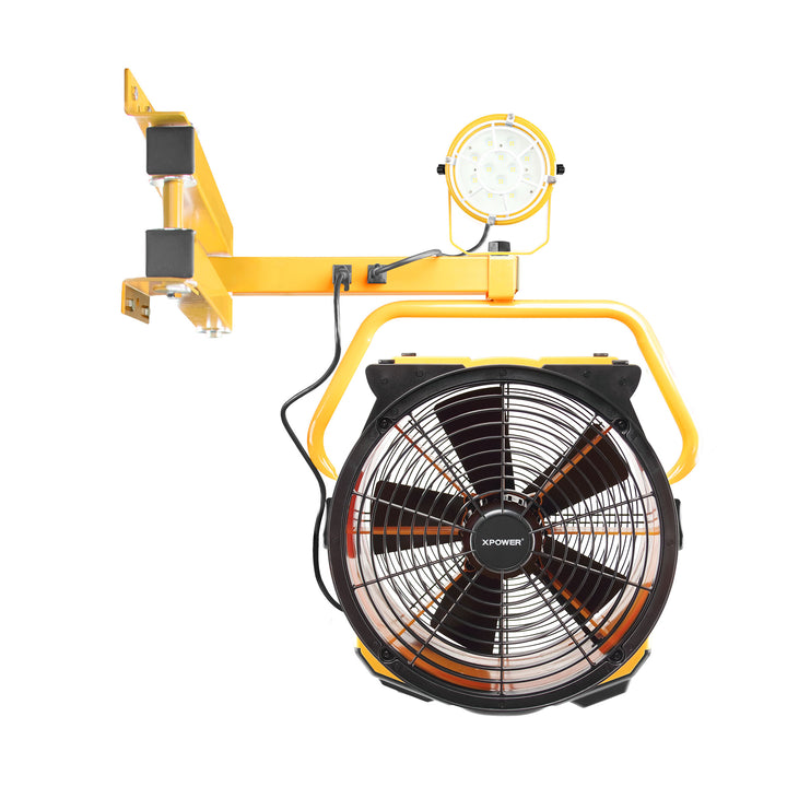 XPOWER FA-420K2 1/3 HP 3600 CFM 5 Speed 18" Warehouse, Dock, Trailer Cooling Fan with 3 Hour Timer, DA-510 40" Wall Mount Arm, and L-30 LED Spotlight - FA-420K2  Mini Split Systems Direct