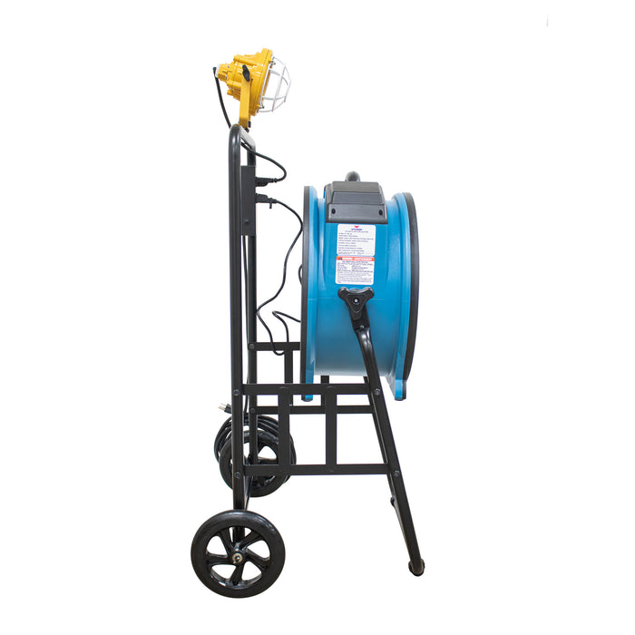 XPOWER FA-420K6 1/3 HP 3600 CFM 5 Speed 18" Warehouse, Dock, Trailer Cooling Fan with Timer, 420T-Black Mobile Trolley, and L-30 LED Spotlight - FA-420K6-Blue-FA-420K6-Yellow  Mini Split Systems Direct