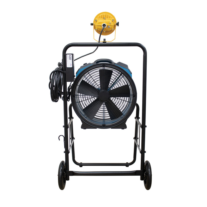 XPOWER FA-420K6 1/3 HP 3600 CFM 5 Speed 18" Warehouse, Dock, Trailer Cooling Fan with Timer, 420T-Black Mobile Trolley, and L-30 LED Spotlight - FA-420K6-Blue-FA-420K6-Yellow  Mini Split Systems Direct