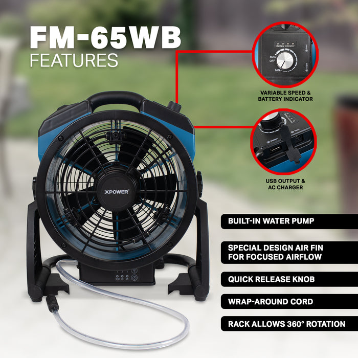 XPOWER FM-65WB Battery Powered Outdoor Misting Fan - FM-65WB  Mini Split Systems Direct