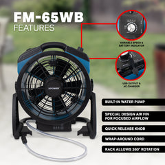 XPOWER FM-65WB Battery Powered Outdoor Misting Fan - FM-65WB  Mini Split Systems Direct