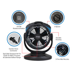 XPOWER FM-68 Multi-Purpose Oscillating Misting Fan and Air Circulator with Built-In Water Pump and Hose - FM-68  Mini Split Systems Direct