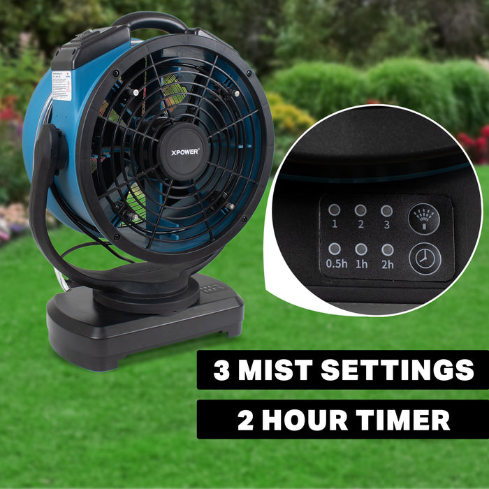 XPOWER FM-88W Multipurpose Oscillating Portable 3 Speed Outdoor Cooling Misting Fan with Built-In Water Pump and Hose - FM-88W  Mini Split Systems Direct