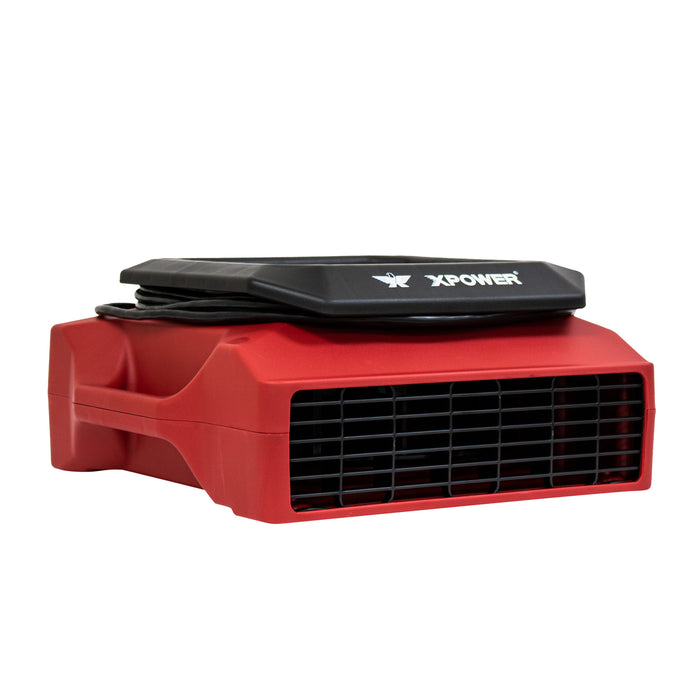 XPOWER PL-700A 1/3 HP 1050 CFM 3 Speed Low Profile Air Mover, Floor Fan, Carpet Dryer with Built-in Power Outlets - PL-700A-Blue-PL-700A-Red  Mini Split Systems Direct