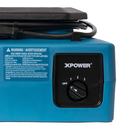 XPOWER PL-700A 1/3 HP 1050 CFM 3 Speed Low Profile Air Mover, Floor Fan, Carpet Dryer with Built-in Power Outlets - PL-700A-Blue-PL-700A-Red  Mini Split Systems Direct