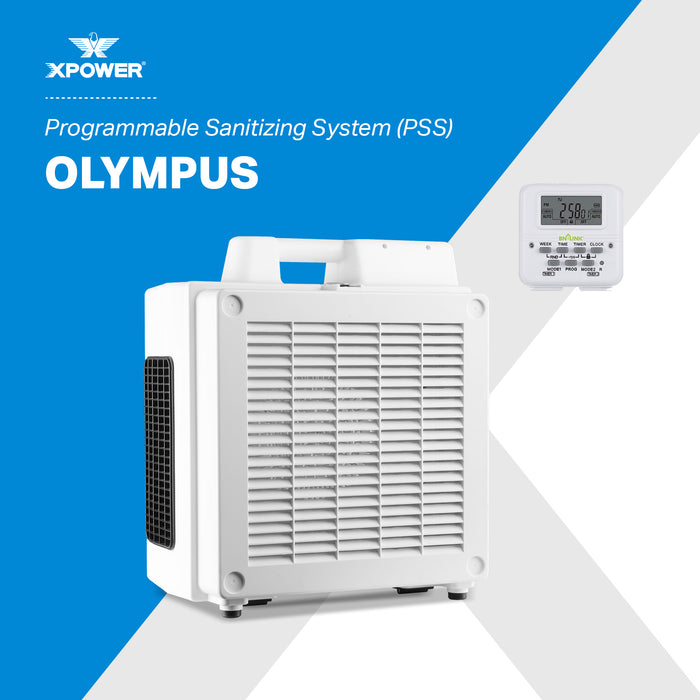 XPOWER PSS1 Olympus Programmable Sanitizing System, Automatic Overnight Indoor Air Quality Solution, 600 CFM HEPA Air Purifier, Digital Timer, IAQ - PSS1  Mini Split Systems Direct