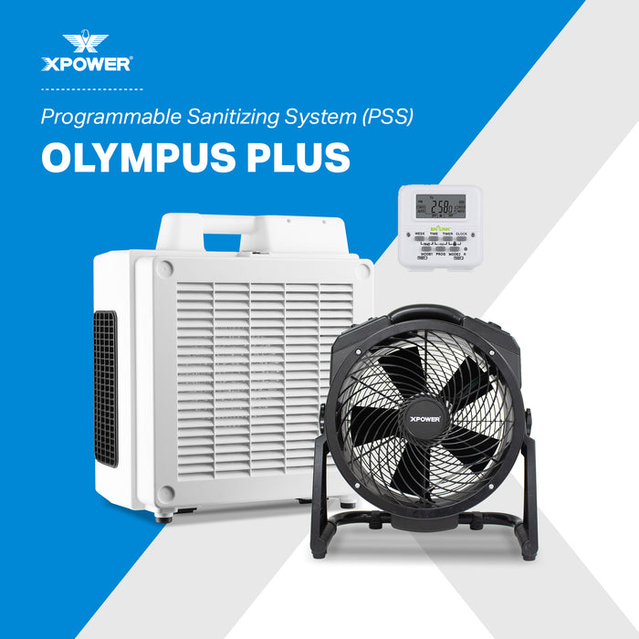 XPOWER PSS2 Olympus PLUS Programmable Sanitizing System, Automatic (PSS), 600 CFM HEPA Air Purifier, Air Mover + Ozone Generator with Digital Timer - PSS2  Mini Split Systems Direct