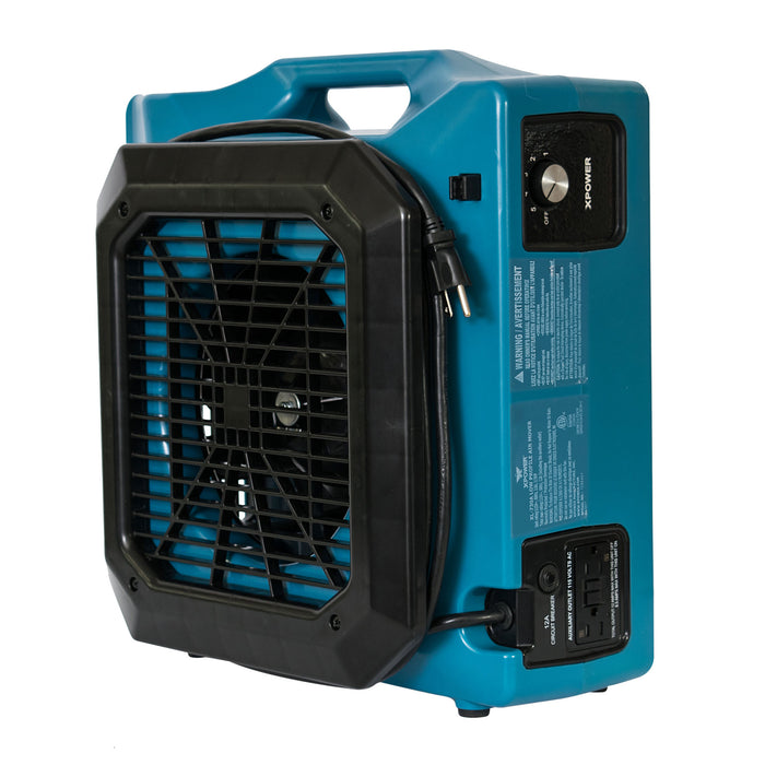 XPOWER XL-730A 1/3 HP 1150 CFM 5 Speed Sealed Motor Low Profile Air Mover, Floor Fan, Carpet Dryer with Built-in GFCI Power Outlets - XL-730A  Mini Split Systems Direct
