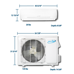 Air-Con Blue Series 3 24000 BTU 21 SEER Ductless Air Conditioner 15ft Lineset & Wiring