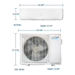 Air-Con Eclipse Series 36000 BTU 16.4 SEER Ductless Mini Split Air Conditioner 15ft Lineset & Wiring