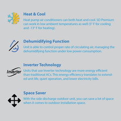 Air-Con SD Premium - 24000 BTU - 18 SEER - 2 Ton Pre-Charged Heat Pump Inverter - Ducted Central Air Conditioner