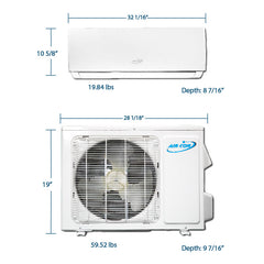 Air-Con Serene Series 12000 BTU 16 SEER Mini Split Air Conditioner 15ft Lineset & Wiring