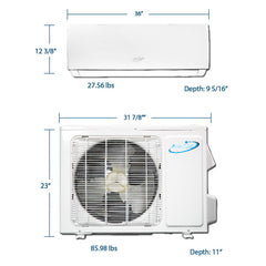 Air-Con Serene Series 18000 BTU 18 SEER Mini Split Air Conditioner 15ft Lineset & Wiring