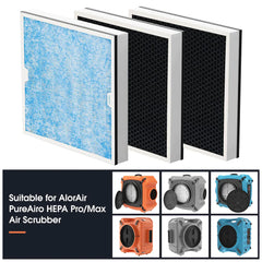 AlorAir 3 Pack 2-in-1 HEPA/Activated Carbon Filter Replacement Set for PureAiro HEPA Pro/Max Air Scrubber