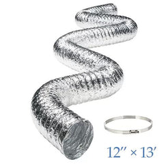 AlorAir Dehumidifier Aluminum Foil Inlet Duct with a Diameter of 12 Inches and 13 ft Long (HD90/HDi90)