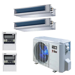 18,000 BTU 22.3 SEER2 ACiQ 2-Zone Concealed Duct Mini Split System w/ Extreme Heat - 9+9