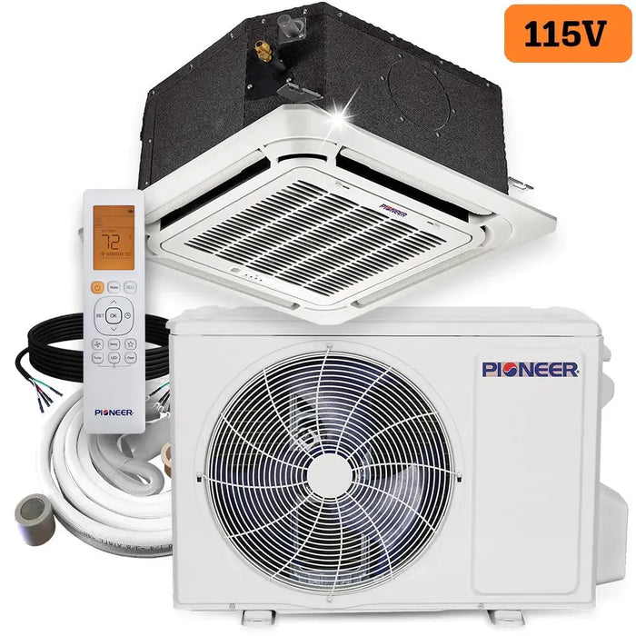 Pioneer® 12,000 BTU 21.5 SEER 115V SEER 8-Way Compact Cassette Mini-Split Air Conditioner Heat Pump System Full Set - CYB012AMFILCAD-00-CYB012AMFILCAD-10-CYB012AMFILCAD-16-CYB012AMFILCAD-25-CYB012AMFILCAD-33  Mini Split Systems Direct