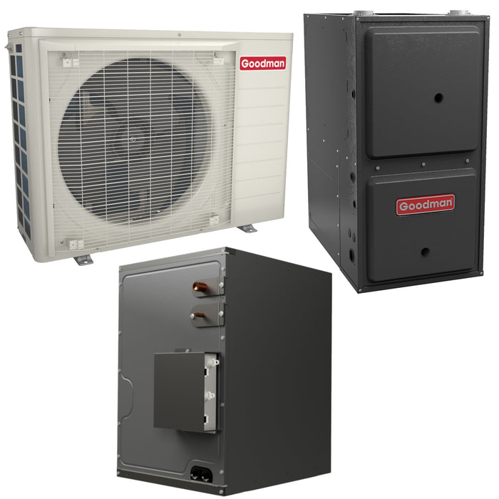 Goodman 1.5 Ton 19 SEER2 R-32 Dual Fuel System | GZV6SA1810A | CAPEA3022C3 | GCVC960403BN | Communicating 21" Upflow/Downflow Coil | 40,000 BTU Downflow/Horizontal Communicating Variable-Speed ECM Natural Gas Furnace