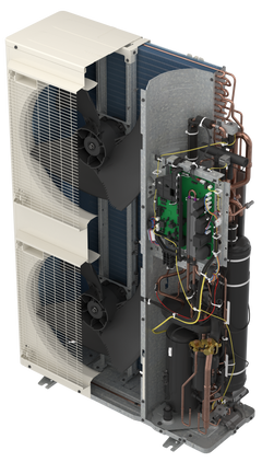 Goodman 5 Ton 17.0 SEER2 R-32 Dual Fuel System | GZV7SA6010 | CAPEA6030C3 | GRVT801005CN | 21" Cabinet Width Upflow/Downflow Coil | 100,000 BTU/h 80.0% AFUE Downflow Natural Gas Two-Stage Furnace