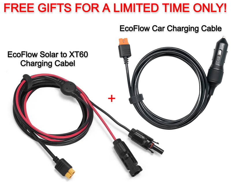 Free EcoFlow Solar to XT60 Charging Cable + EcoFlow Car Charging Cable for EcoFlow Power Stations ($49.99 Value)