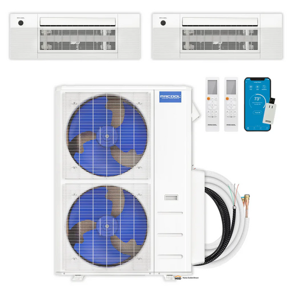 Build Your Own MRCOOL® DIY 5th Gen Multi-Zone 2-Zone 55,000 BTU 22 SEER2 Ceiling Cassette Ductless Mini-Split Air Conditioner and Heat Pump